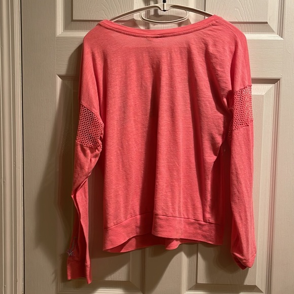 Pink Victoria’s Secret medium long sleeve T-shirt with net on the arms - Picture 4 of 4